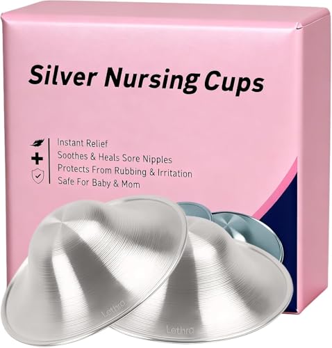 Lethra 2Pcs Silver Nipple Shields for Breastfeeding 925 Silver Nursing Cups Nickel Free Silver Cups Breastfeeding for Nursing Newborns Silver Nipple Guards and Pads Free Storage Pouch