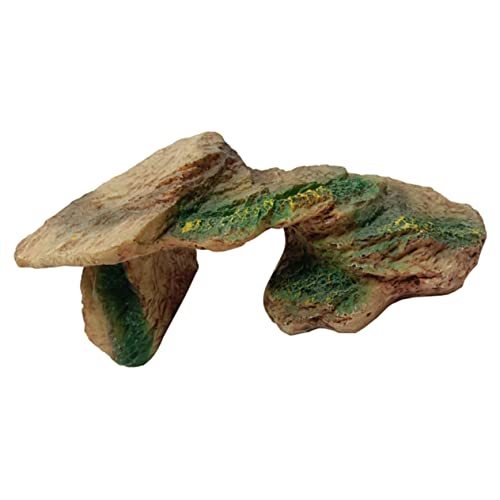 Sosoport Reptile Climbing Rock Hideout for Turtles and Lizards Lightweight Resin Decor for Terrarium Compact Basking Platform for Reptile Habitat for Bearded Dragons