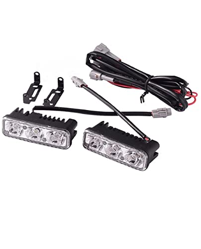 HTharros led ライト 12V バイク 車 デイライト フォグランプ 取付ステー 付き 3連 左右 ホワイト 2個 セット