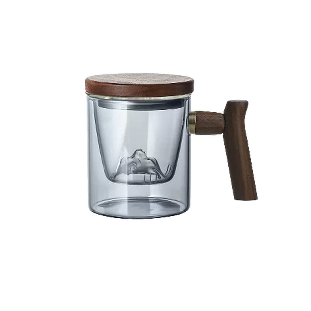 Tazza da tè giapponese con infusore e manico in legno, tazza filtrata per separazione del tè, tazze per infusione con filtro interno, per casa e ufficio A05