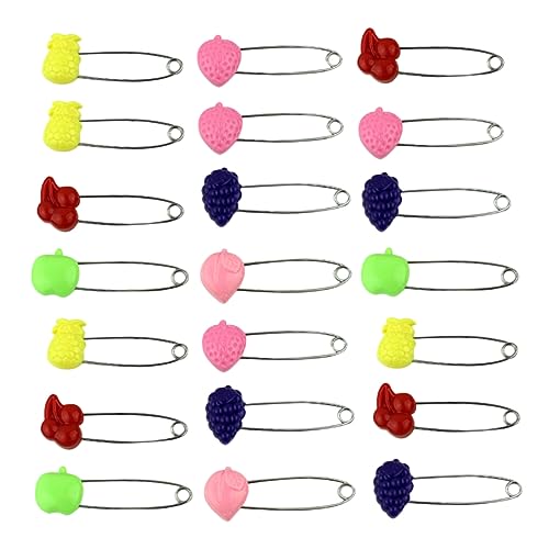 GALPADA 50pcs Large Safety Pins Diaper Buckle Plastic Clothing Pin Safety Locks Fruit Pattern Durable Stainless Steel Random Style