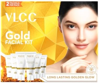 Gold Facial Kit, Bright & Glowing Skin - 60g | Pamper your Skin for a Luminous Glow | Parlour Glow with 24K Gold Bhasma, Rose Extracts, Turmeric & Aloe Vera.