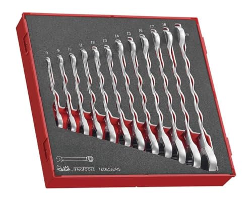 Teng Tools 12 Piece Ratcheting Combination Wrench Set In EVA/Foam Tray 8mm - 19mm - TED6512RS, Silver
