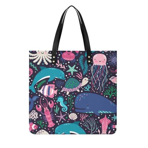 Sac cabas vie marine colorée grand tote bag femme pour voyage et plage