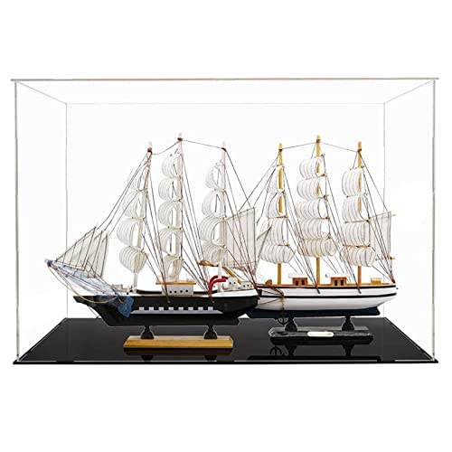 MEEC Vitrine en Acrylique Transparent, Boîte de Comptoir de Montage avec Base Noire, Vitrine de Protection Anti-Poussière Pour Figurines d'action, Jouets à collectionner (30x15x25CM)