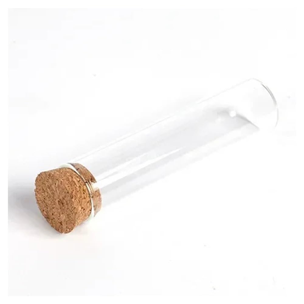 Cristalería de Laboratorio Lote de 10 tubos de vidrio transparente de laboratorio de 12 a 30 mm de diámetro con tapón de corcho y fondo plano.(20x200mm 20pcs)