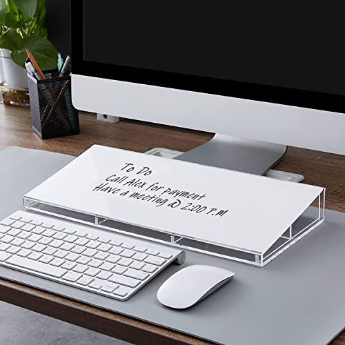 Desktop Whiteboard, DIGIELE Glas-Whiteboard Desktop-Memoboard, Trocken Abwischbare Glas-Oberfläche, Tastaturständer + Acryl-Schreibtisch-Organizer + Marker und Radiergummi für Büro, Zuhause & Schule Cover
