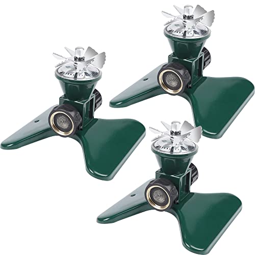 Biswing 3 Stück Rasensprenger Robuste Metall Quadratische Gartensprenger 360 Grad große Fläche Bewässerung Anschließbar Rotierende Automatische Wassersprenger für Hof Rasen Garten Bewässerung Cover
