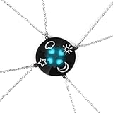 ATLVXJL 4/PCS set Stainless Steel BFF Friendship Puzzle Pendant Necklace Set,Luminous Function
