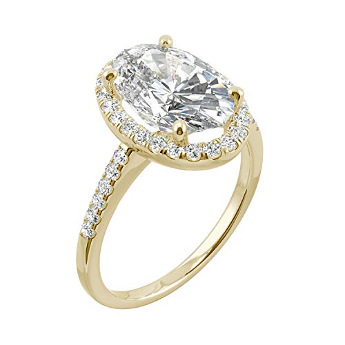 Charles & Colvard Created Moissanite 12x8mm Oval Cut Elongated Engagement Ring for Women | 4.75 cttw DEW | Lab Grown | Solid 14K Yellow Gold2