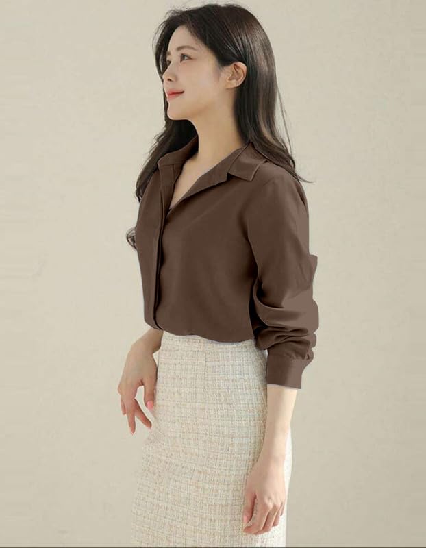 Image of Women's Regular Fit Korean Style Shirts | Stylish Western Shirt with Concealed Placket | Casual & Office Wear Shirt for Women