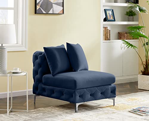 Sillón sin brazos Terciopelo Azul marino miniatura 5