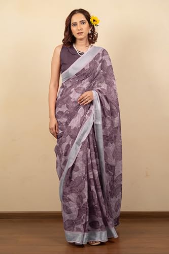 Image of MIRCHI FASHION Saree for Woman Cotton Blend Printed | Traditional Ethnic Sari for Ceremonial Use and Farewell with Blouse Piece