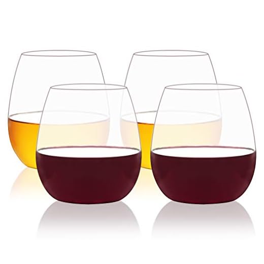 MICHLEY 18oz Red White Stemless Wine Glasses Tritan Plastic-Shatterproof Drinking Tumbler, Dishwasher Safe Drinkware for Parties Camping, Set of 4