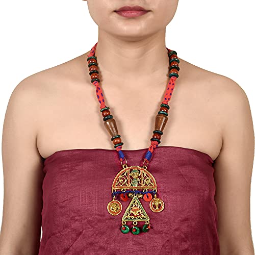 Image of AAKRITI ART CREATIONS Royal Empress Handcrafted Tribal Dhokra Necklace & Choker Collection | Artisan Ethnic Brass Jewelry with Oval & Square Designs, Amulet & Talisman Styles for Women