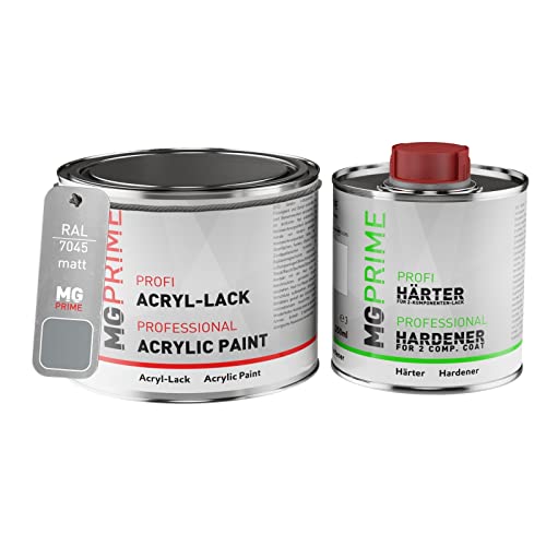 RAL 7045 Telegris 1 / Telegrey 1 Peinture acrylique mate Pot de 0,75 litre / 750 ml, y compris le durcisseur