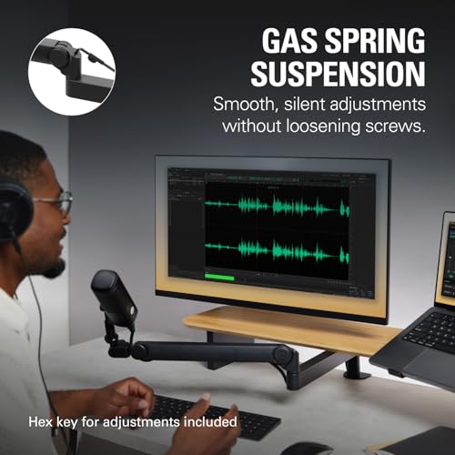 Image of Elgato Wave Mic Arm Pro, Gas Spring Microphone Arm | Supports up to 3kg, Silent gas-spring adjustment, Hidden cable channels, Padded clamp, Compatible with most mic brands