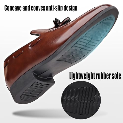 Men's Tassel Casual Slip-on Penny Loafers Classic Pointed Toe Low Dress Shoes Vintage Formal Business Wedding Smoking Leather Shoes3