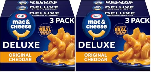 Image of Kraft Deluxe Mac and Cheese, 3 Boxes, for Easy Dinner or Dinner Sides, Original Cheddar Flavor, No Artificial Flavors or Dyes, 14 oz (Pack of 6)