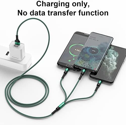 RAVIAD Multi Charger Cable, 3 in 1 Charger Cable [1.2M] Multiple USB Cable Nylon Braided with Micro USB Type C Lightning Cable Connector for iPhone, Android Samsung Galaxy, Huawei, Sony, Oneplus-Green