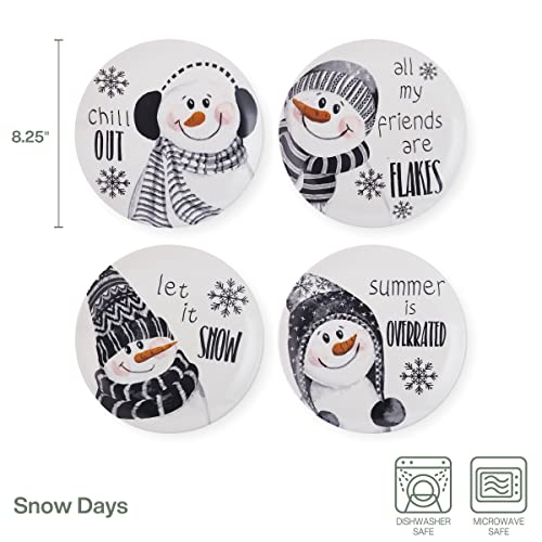 Fitz-and-Floyd-Snow-Days-Snowman-Set-of-4-Appetizer-Salad-Plates-825-Inch-Multicolored Fitz and Floyd Snow Days Snowman Set of 4 Appetizer Salad Plates 825 Inch Multicolored
