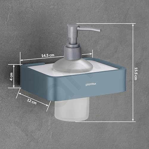 Image of Plantex Aluminium and Acrylic Shampoo Dispenser /Liquid Soap Dispenser for Handwash /Bathroom Accessories - (Grey and Milky White)