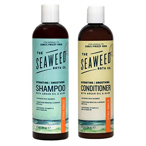 The Seaweed Bath Co. Hydrating Smoothing Shampoo & Conditioner, Citrus Vanilla, With Organic Bladderwrack Seaweed, Vegan, Paraben Free, 2x12oz