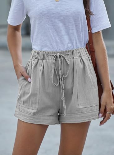 Image of YOCUR Womens Lightweight Shorts Casual Baggy Trendy Hot Pants Elastic Waist Drawstring Comfy Shorts