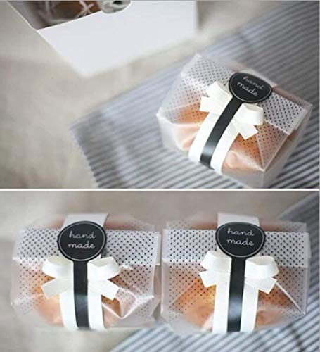 (200Pcs)100pcs Translucent Plastic Bags/Bakery Bags with 100pcs Hand made Stickers for Cookie Cake Chocolate Candy Snack Wrapping Good for Bakery Party Supplies