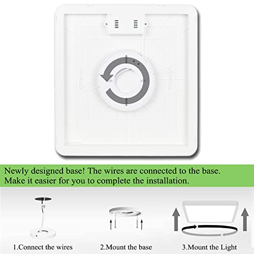 Uowlbear Flush Mount Ceiling Light, Color Temperature Switchable Ceiling Light (3000K/4500K/6500K), 36W Square Ceiling Mount Light Fixture For Kitchen,Hallway, Bedroom, Living Room (White, 12 Inches) #TOP5