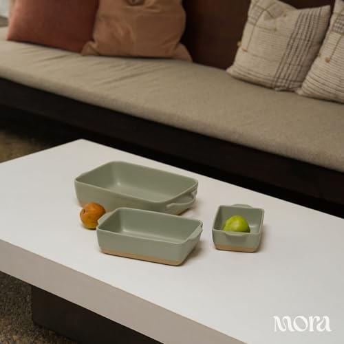 Image of Mora Ceramic Baking Dish with Handles For Casserole, Lasagna, Gratin, Broiling, Roasting, and Baking. Large 9x13 in Pan, Extra Deep - Porcelain Serving Bakeware from Oven to Table. Freezer Safe - Thyme