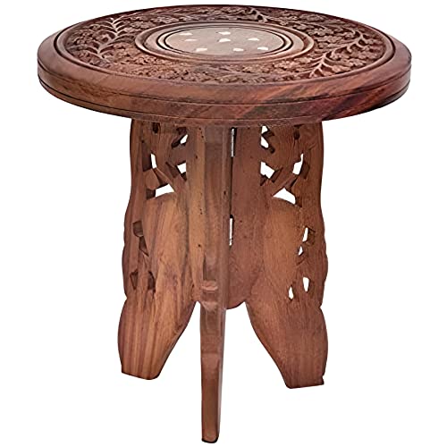 Image of Bros Moon 9 inches Kid's Favourite Elegant Versatile Table Antique Classy Wooden Stool for Living and Bed Room Furniture /Out Door /Garden use /Gift /Festival