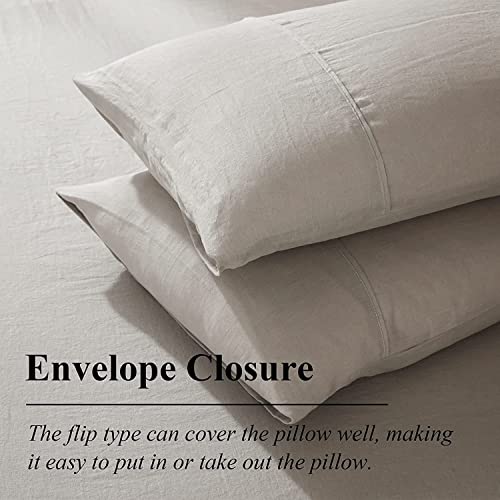 Ivellow Linen Duvet Cover Set 100% Washed French Flax Pure Linen Duvet Covers King Soft Natural Breathable Durable Cooling Duvet Cover King Size Linen Bedding Set ( 1 Linen Duvet Cover 2 Pillowcases) #TOP2