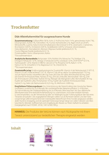 Wolfsblut VetLine Renal Huhn & Süßkartoffel 2 x 2kg Trockenfutter – Diät-Alleinfuttermittel für Hunde mit chronischer Nierenerkrankung, getreidefrei, phosphorreduziert & harnalkalisierend