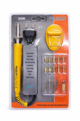 Image of KEETRAN KALP Wood Burning Tool Kit, 30W Pyrography Pen, 14-in-1 Set for Wood Carving, Leather Embossing & DIY Craft