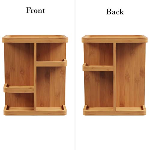 Makeup Organizer - Rotating Eco-Friendly Compact Modern Bamboo Skincare Cosmetic and Vanity Carousel for Bedroom, Bathroom, and Dorm by Lavish Home by Lavish Home - Image 5