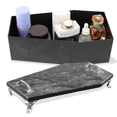 Coffin Marble Tray-Coffin Stone Tray Decorations-Gothic Home Decor-Elegant Decorative Tray-Luxurious Real Natural Marble Vanity Tray Genuine Marble Storage Tray for Living Room, Bathroom, Kitchen