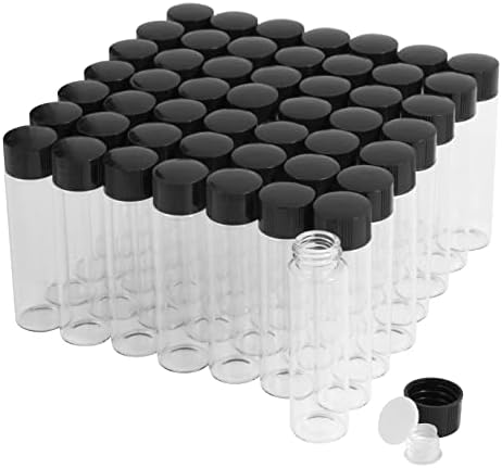 50PCS 20ml Clear Glass Small Vials with Screw Caps & Plastic Stoppers
