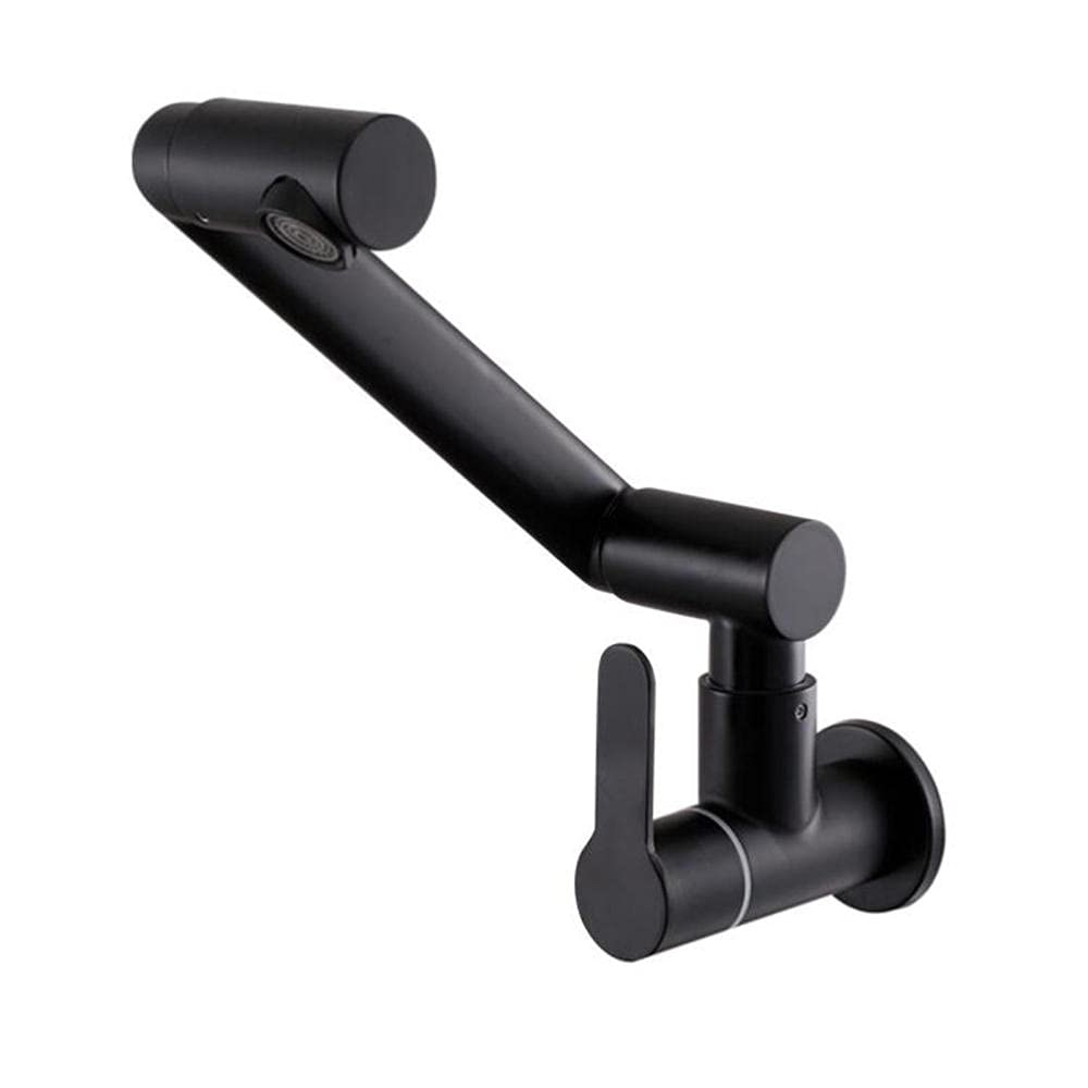 Robinet de cuisine mural noir eau froide évier acier inoxydable rotatif