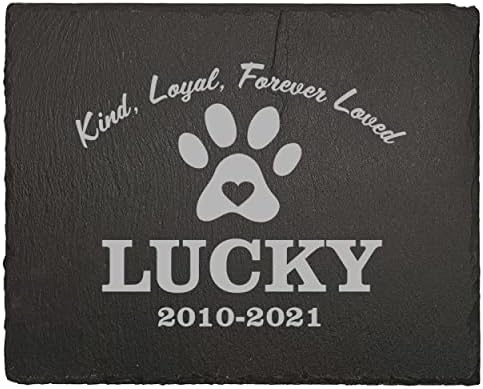 Custom Personalized Dog, Cat and Pet Memorial Slate Stone Keepsake with Display (8″ x 10″)