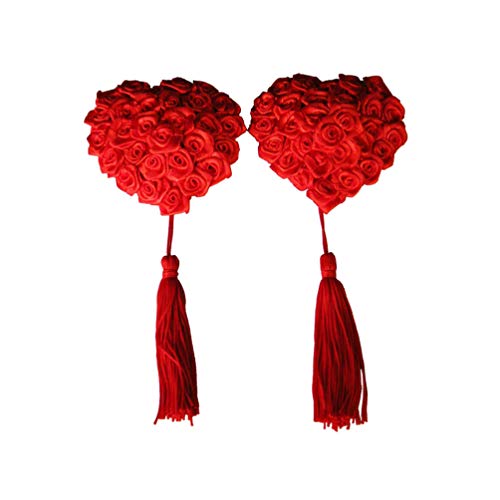 KESYOO Adesivo de mamilo de rosa com borla adesiva, pétalas de mamilo, lingerie para mamilo para mul