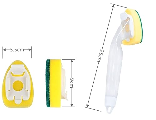 Dish Wand With 7Pack Replacement Sponge Heads, Heavy Duty Dish Wand Scrubber Set, Dishwashing Scrub Dispensing Brush, Eco-Friendly Sponge With Handle Sponge Refill For Kitchen Cleaning #TOP1