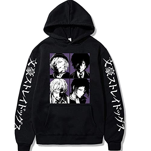 Bungou Stray Dogs Sudadera con Capucha Hombres Mujeres Ropa Anime Cosplay Dazai Osamu Hoodie Unisex Harajuku Streetwear Casual Cover