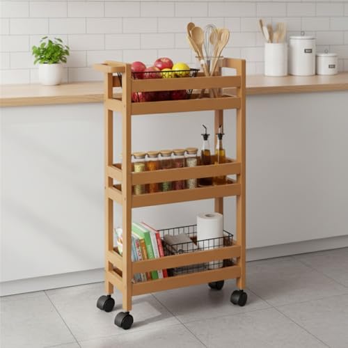 7H SEVEN HOUSE 7HOUSE - Carrito Auxiliar con Ruedas de Polietileno Resistente y Compacto, 3 Estantes para Cocina, Baño o Lavandería, Estilo Nórdico, 40x15x75 cm - imagen 5