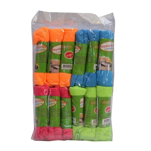 Image of Ultra Soft Microfiber Cleaning Cloths for All Surfaces Pack of 1 (12pcs Each Pack) Eco-Friendly Reusable Dust Cloths, Multi-Color Super Absorbent Bamboo Fiber Rags for Multi use