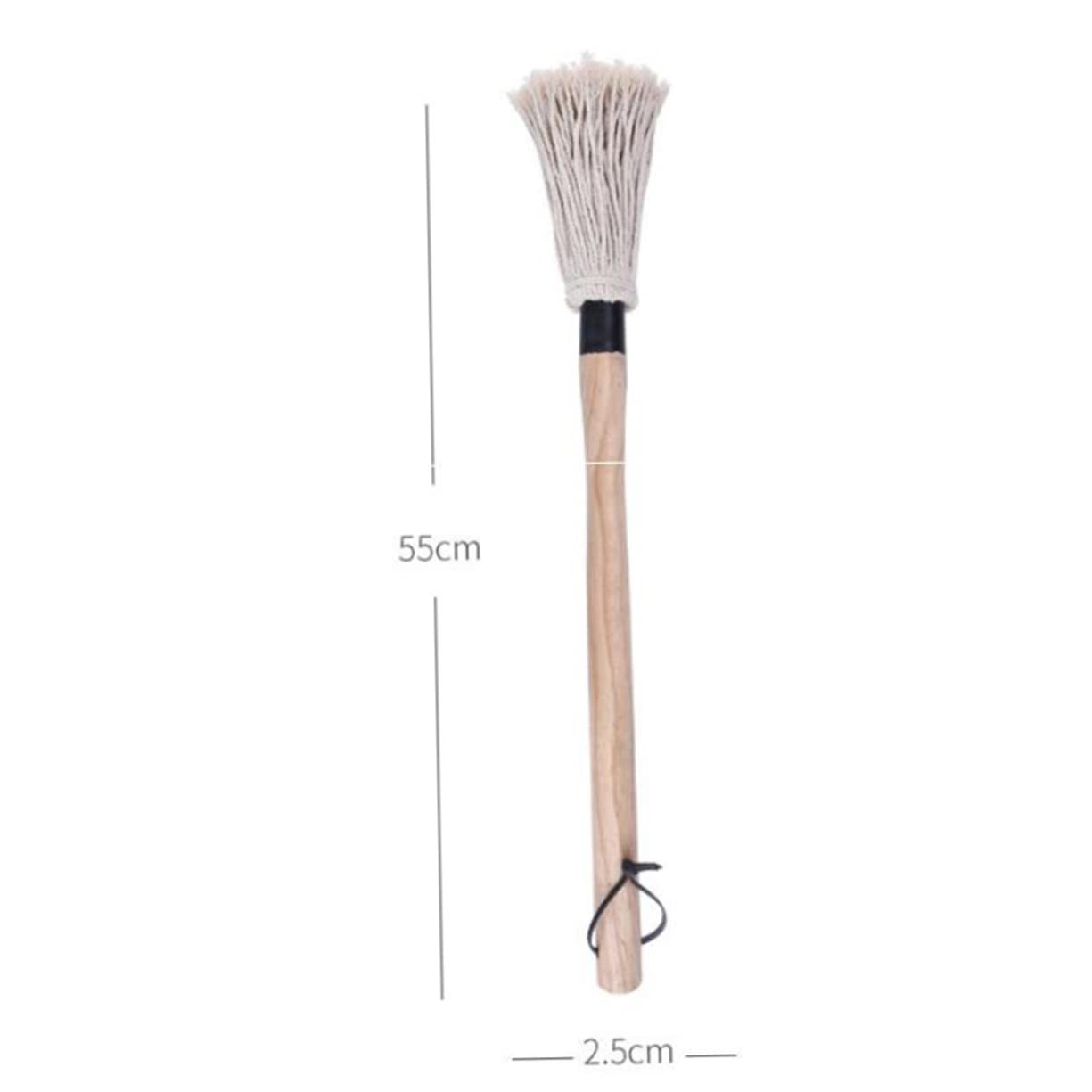 HEMOTON Cotton Thread Bbq Brush Large Scale Basting Brush for Meat Pastries Grilling Easy to Clean with Replacement Heads for Barbecue Baking