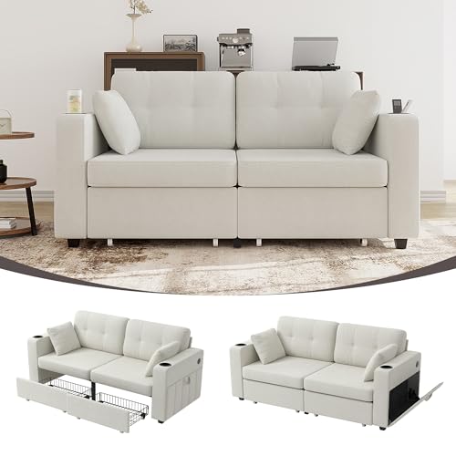 Zentrava 67'' Loveseat Sofa Couch with Storage Drawers Modern 2