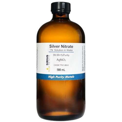 Silver Nitrate Solution (CAS# 7761-88-8) - 1 Normal (1N) AgNO3 Solution in Water - 99.99+% Purity: 500 mL in Amber Glass Bottle