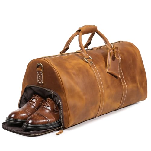 Luokir Top Grain Leather Weekend Bag