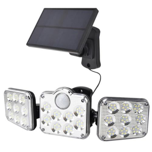 Homoyoyo Three-Head LED Solar Wall Light Outdoor Motion Sensor Porch Lamp Waterproof Yard Lighting Tool for Garden and Patio Use